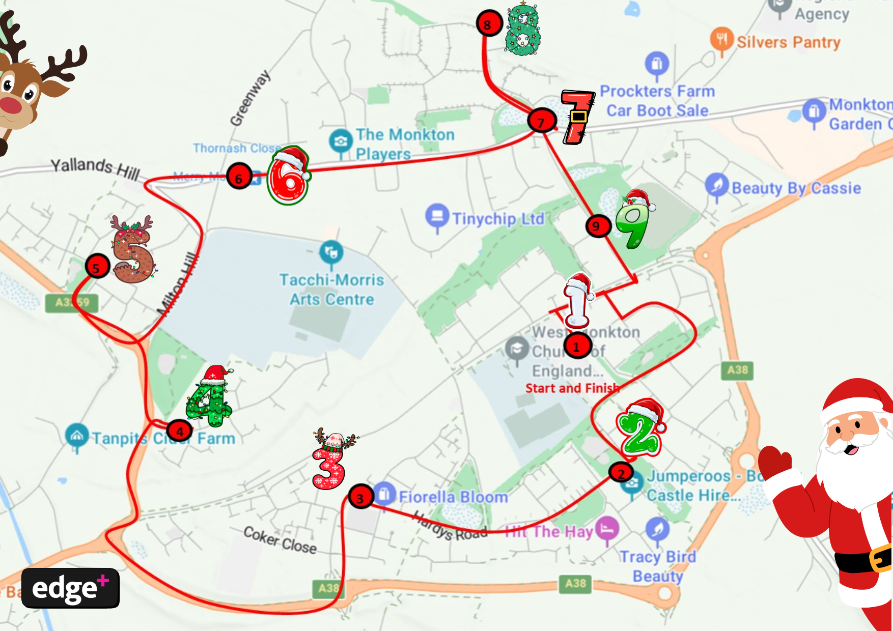 Festive route map for the Santa sleigh